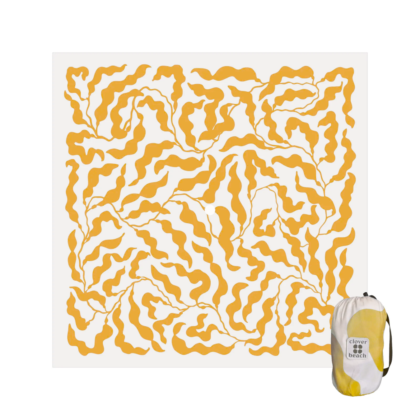 Sundayz Beach Mat in Fynbos – golden yellow oversized beach mat on South African sand