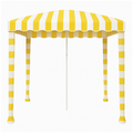 Sundayz Cabana in Fynbos – golden yellow beach cabana inspired by South Africa's fynbos biome, set up on a South African beach
